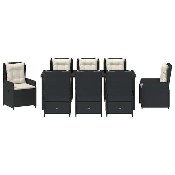 vidaXL Have Spisebordssæt 9 pcs Sort polyrattan