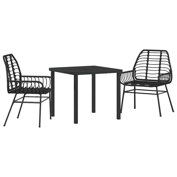 vidaXL Have Spisebordssæt 3 pcs Sort polyrattan