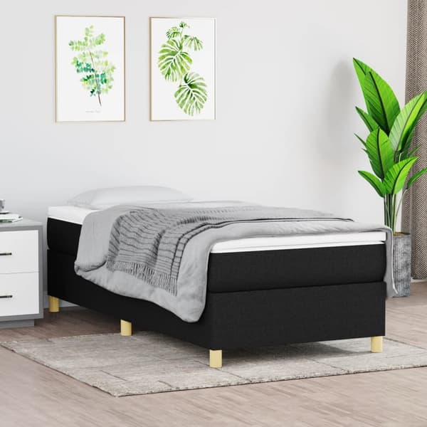 vidaXL Boxspring sengeramme Sort 100x200 cm Stof