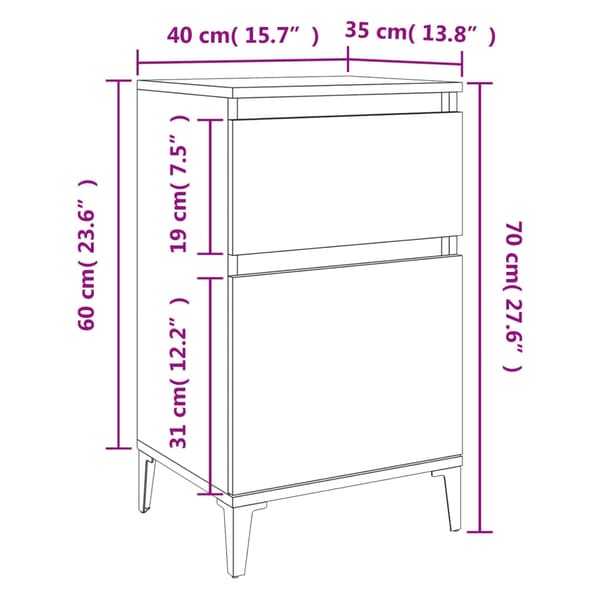 vidaXL sengebord 40x35x70 cm røget egetræsfarve