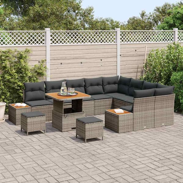 vidaXL Havesofa Sæt 12 pcs Grå polyrattan