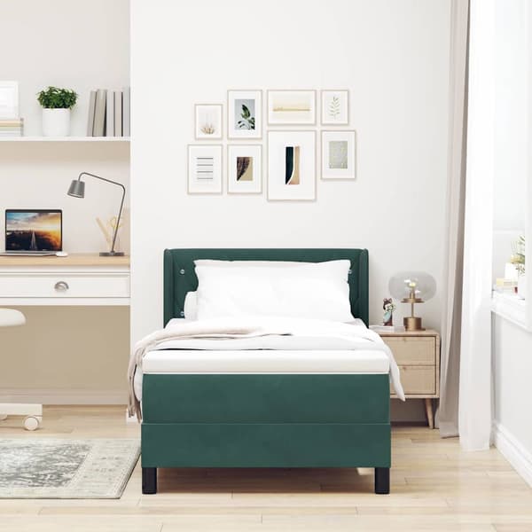 vidaXL Box spring seng med madras Mørkegrøn 190 x 90 cm Polyester