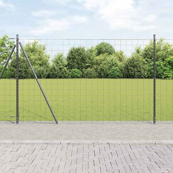 vidaXL Hegn med post Grå 1,5 x 10 m Stål