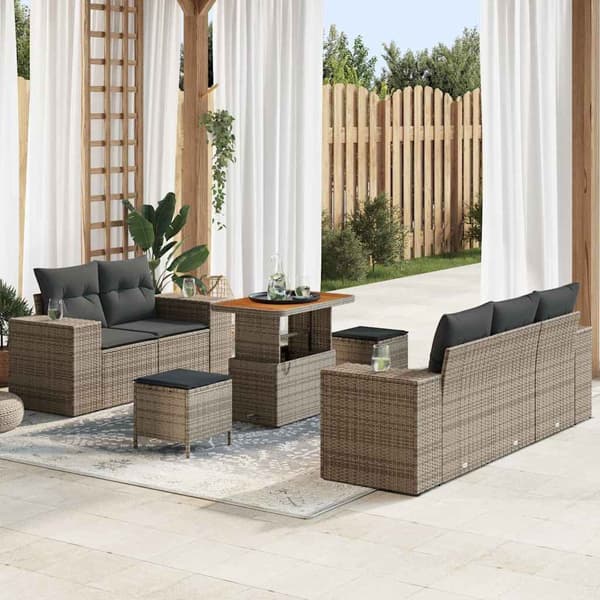 vidaXL Havesofa Sæt 8 pcs Grå polyrattan