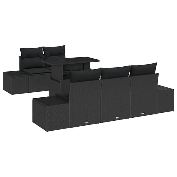vidaXL Sofa Sæt med pude 6 pcs Sort polyrattan