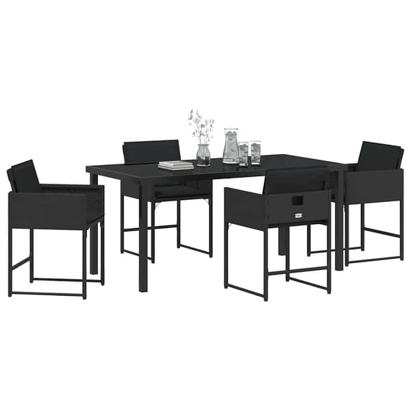 vidaXL Have Spisebordssæt 5 pcs Sort polyrattan