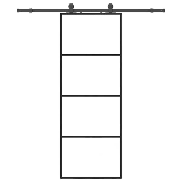 vidaXL Skydedør med monteringstilbehør sort 76x205 cm ESG glas