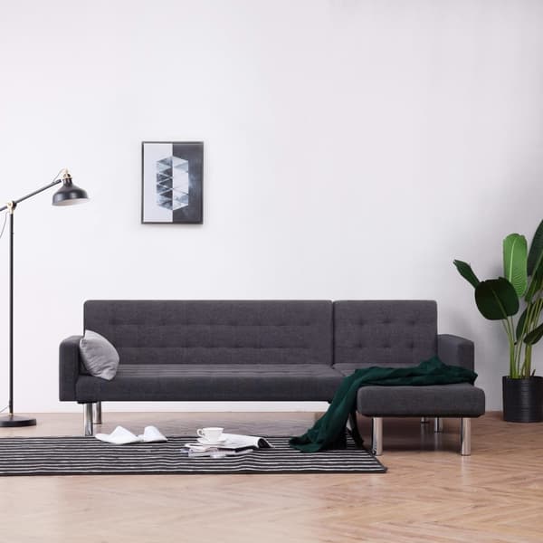 vidaXL L-formet sovesofa polyester mørkegrå