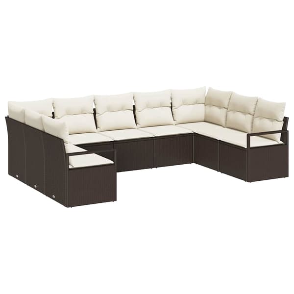 vidaXL Sofa Sæt med pude 9 pcs Brun polyrattan