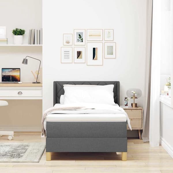 vidaXL Box spring seng med madras Mørkegrå 200 x 100 cm Polyester