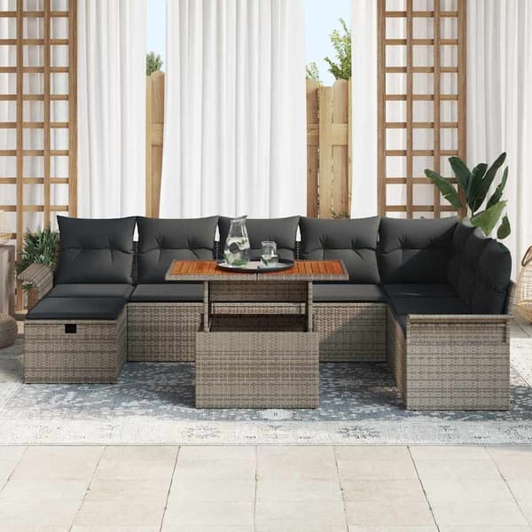 vidaXL Havesofa Sæt 9 pcs Grå polyrattan