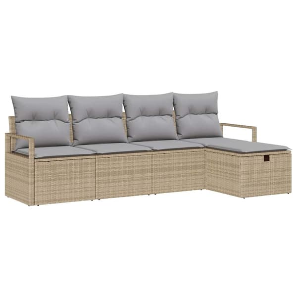 vidaXL Sofa Sæt med pude 5 pcs Beige og lys grå polyrattan