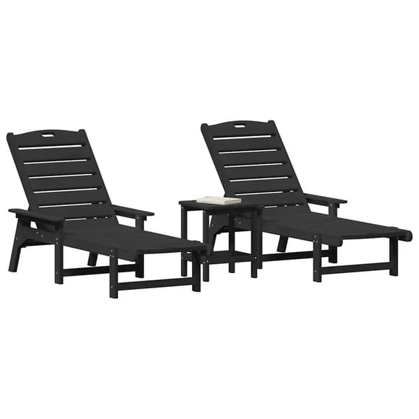 vidaXL Aurinkotuoli 3 pcs Musta Polyeteeni