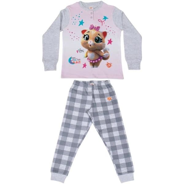 Pyjamas Milady 44 Katter för flickor, grå, 4 år