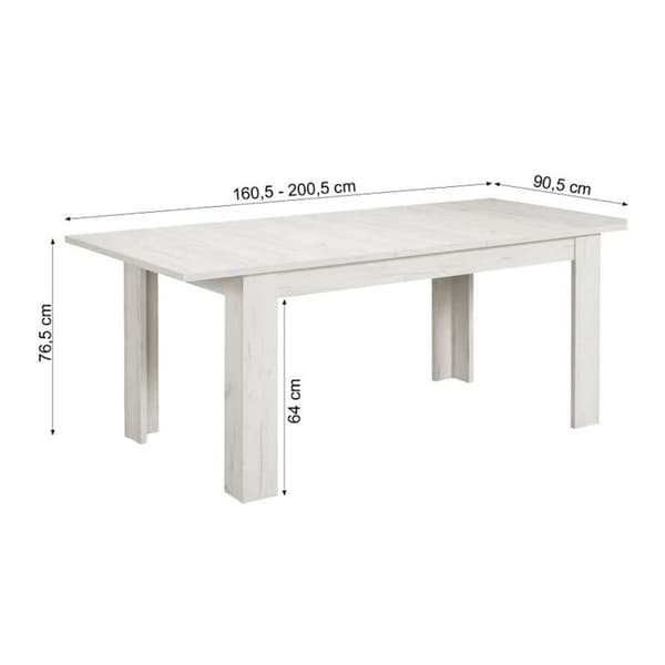 Utökningsbart matbord 160x90 med 4 grå stolar