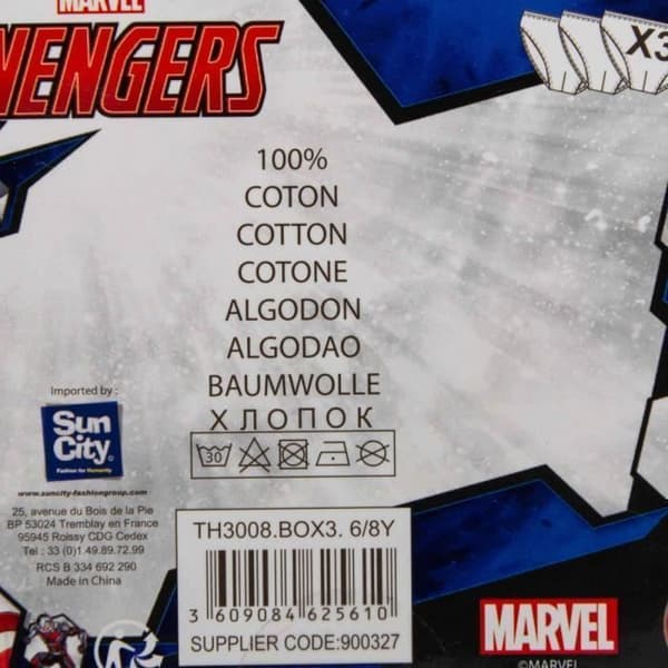 Slips Barn - MARVEL - Pack med 3 - 100% bomull - Flerfärgad - Optimal komfort