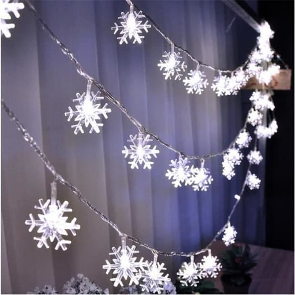 (Hvid) 10 meter 100 LED julelys snefnuglampe