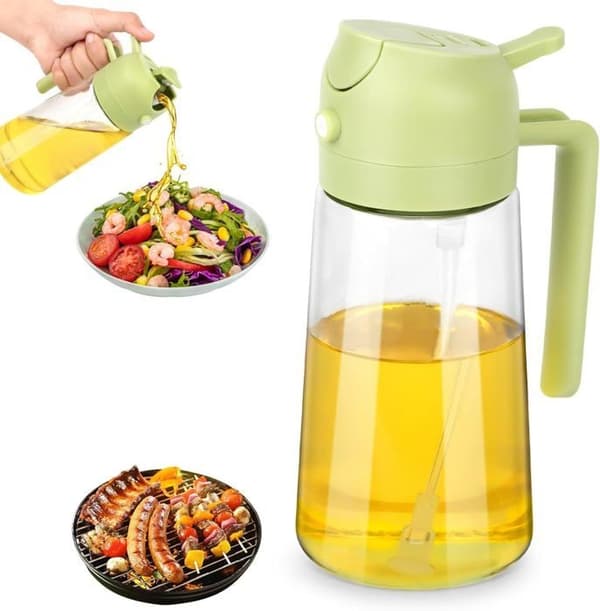 470 ml oliesprøjte og dispenser 2 i 1, olivenoliedispenser, køkkenoliesprøjte i glas [A1]