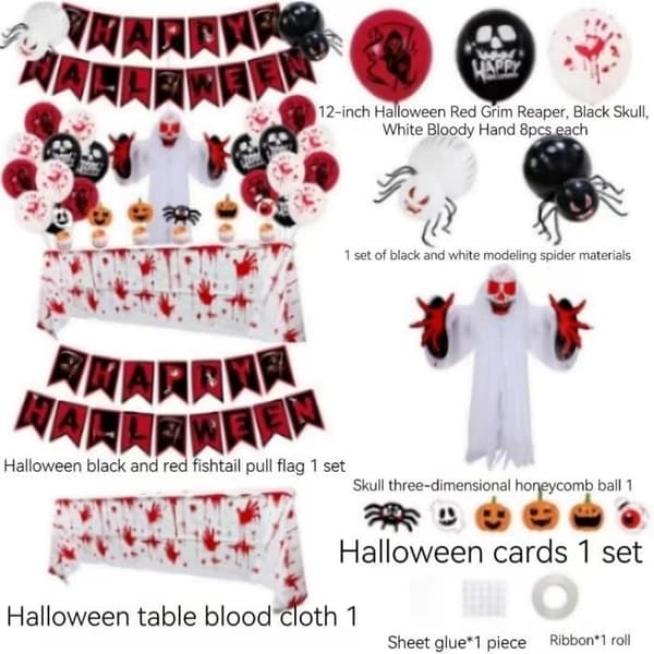 Halloween-dekorationssæt med banner