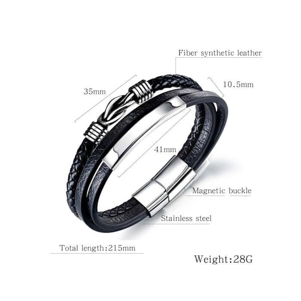 Flätat läderarmband för män
