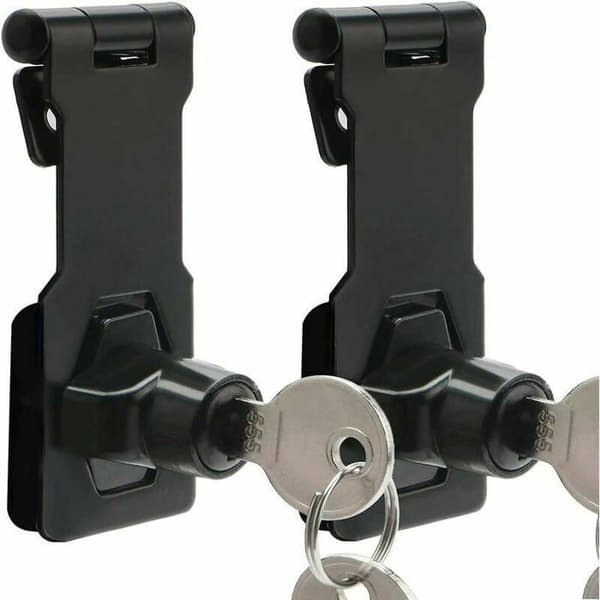(Sort) Låse og rigel - LARGEIGHT - Nøglehasp - 7,6 cm - Metal - Sort