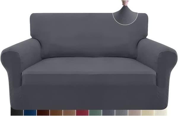 Trekk til elastisk sofa for 2-seter, alt-inkludert sklisikkert sofatrekk, møbeltrekk (2-seter, grå)