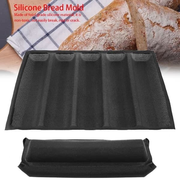 Brødform - Bageform - Silikone - 5 baguetter - Non-stick - 44x33 cm