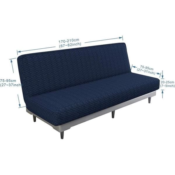 Bäddsoffaöverdrag, 3-sits soffaöverdrag Soffskydd armstödlös (marinblå)[x22450]