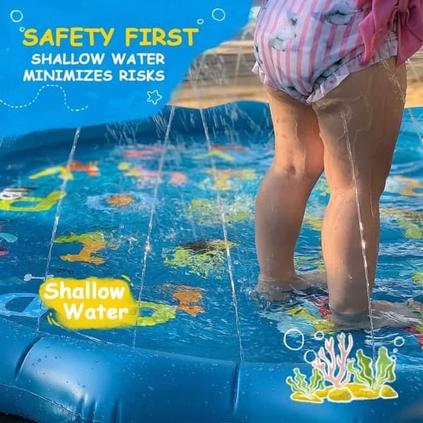 (Blå) Barnpoolmatta - Splash Play - 170 cm - Luftspridare - Blå