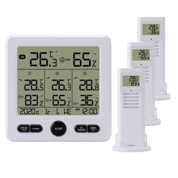 (Vit, Svart) Väderstation - Vit - Inomhus/Utomhus - Digital termometer - Hygrometer - LED LCD-display