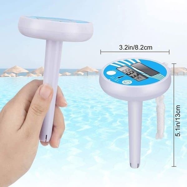 Digital solcellsdriven flytande pooltermometer med rem för utomhus- och inomhuspooler, spa, jacuzzi etc.