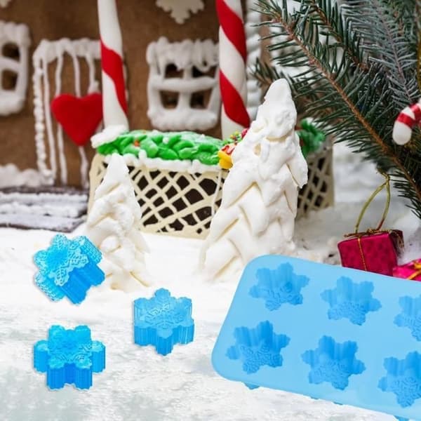 2 silikone snefnugforme, julesnefnugformede forme snefnug