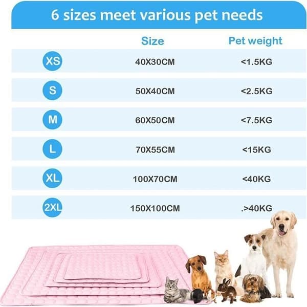 (Pink) Kølemåtte - Hund - Issilke - Åndbar - Selvventilerende - Flere størrelser