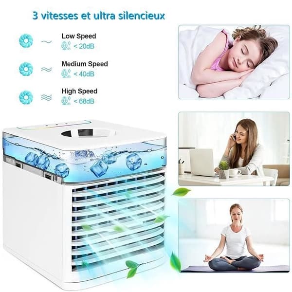 Mini bærbar luftkøler, 4-i-1 USB mini køleblæser, energibesparende