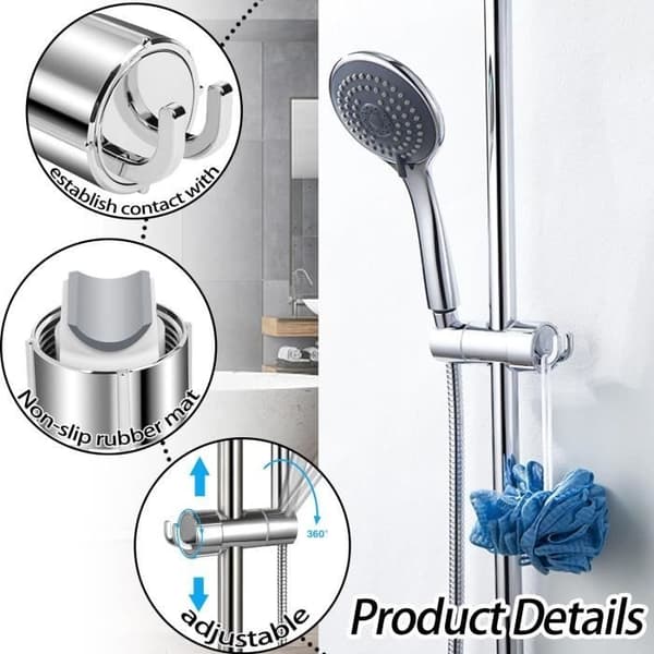Brusehovedholder, Brusehovedholder til badekar, Justerbar bruseholder, Universal