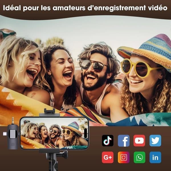 (Grå) Trådlös Lavaliermikrofon - Universal - 4 i 1 - Brusreducerande - USB-C - Kompatibel med iPhone/Android