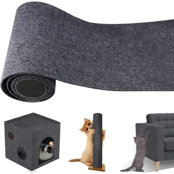 Selvklebende grå kloremette til katt, klorestativ for katter, 40×200 cm, klatrende kloremette til katt