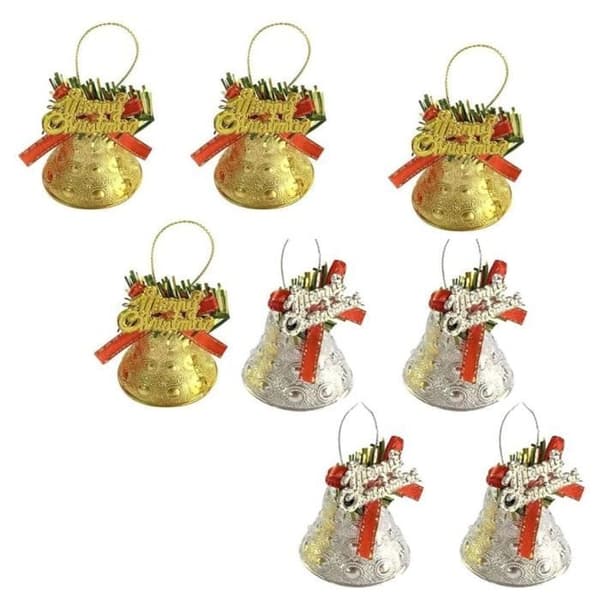 (Guld, Silver) Julklocka - Ej specificerad - 8 mini guld- och silverklockor - Plast - 5x4,5 cm - Festlig dekoration