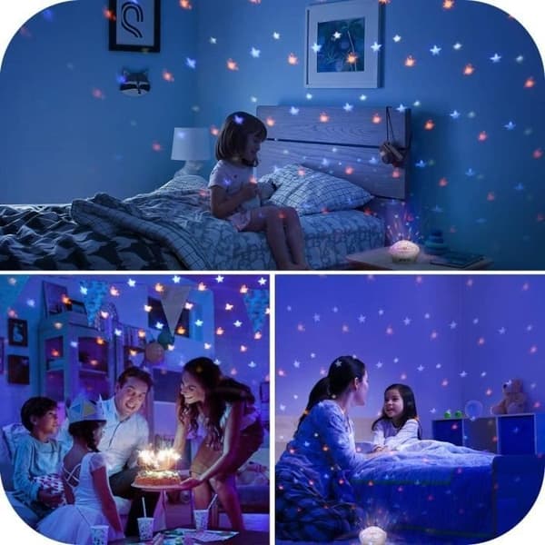 LED-stjernehimmel nattlysprojektor med timer og 4 dynamiske projeksjonsmoduser - hvit - 0,25 kg