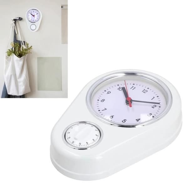 (Vit) SALUTUYA 9-tums väggklocka timer SALUTUYA kökstimer väggklocka 9-tums kökstimer,