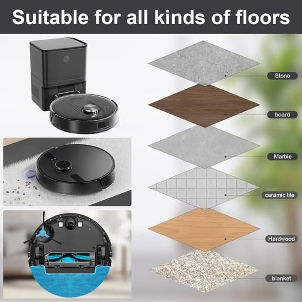 Tilbehørssett for Ultenic D10/T10 Lite, for Proscenic Q8 Max/Q8, for Find E10/E20 Pro/E20 Plus