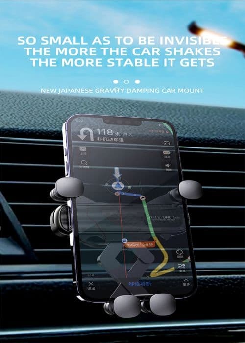 Bilhållare för bil, luftventil, klämma, GPS, stötsäker, smartphonehållare,