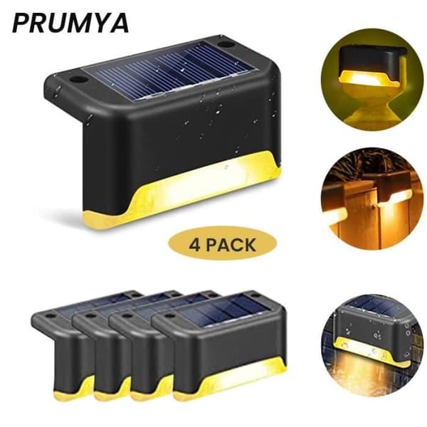 (Sort) PRUMYA udendørs solcellelampe til hegn, trapper, terrasser - Sort - 4 stk.