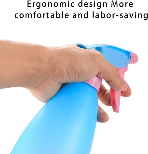 Set med 2 stora växtsprutor i plast, 500 ml, tomma sprayflaskor (rosa, blå)