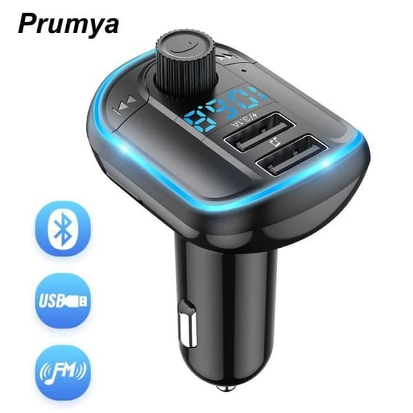 PRUMYA Bluetooth FM-sender - Håndfrit sæt til bil - Dobbelt USB-porte 5V/3.1A
