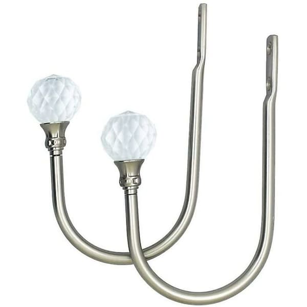 Metallkrokar för gardinfästen, väggkrokar, U-formade, 2-pack (silver)