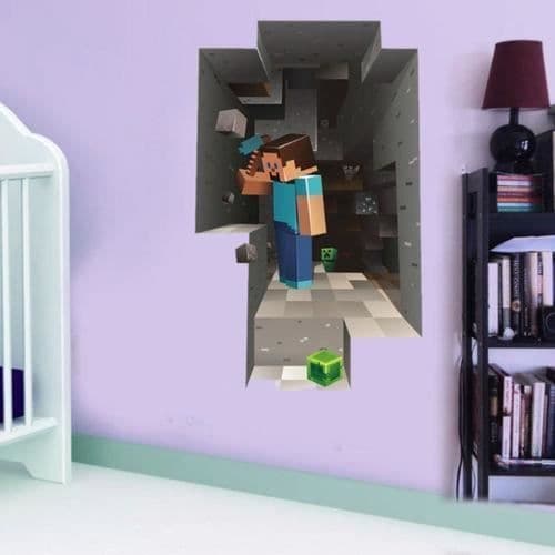 (Monivärinen)Seinätarra - Minecraft - 3D-tarra - PVC - Monivärinen - Harmaa