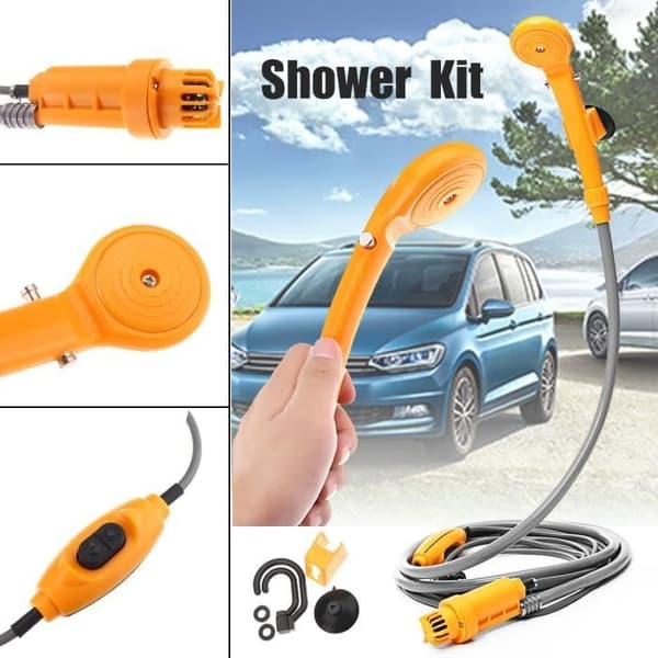 12V Bærbar Bilbruser - Orange - Flowhastighed 2,5 L/min - Tilbehør Medfølger
