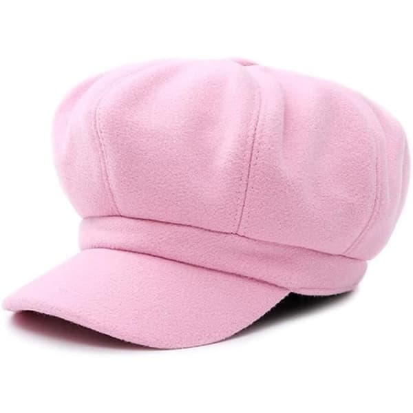(lyserød)Baskerhat - Elegant - Damebaskerhat - Ruskind og polyester - One Size -