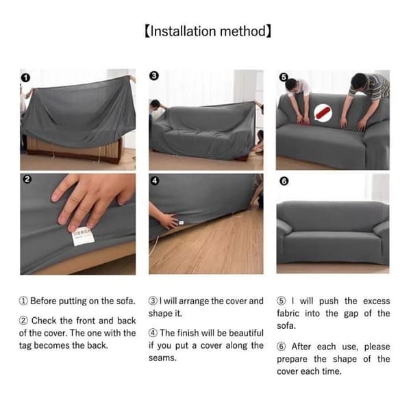 (Lysegrått) Trekk til 3-seters sofa - Fløyel - Lysegrått - 190-230 cm - Elastisk - Vaskbart